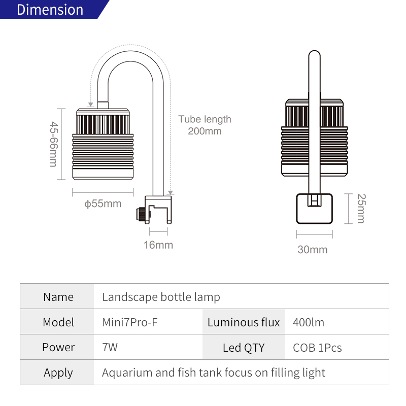 Week Aqua Mini7Pro-F IP68 Subm - đánh giá và giá Aquarium Plant Light