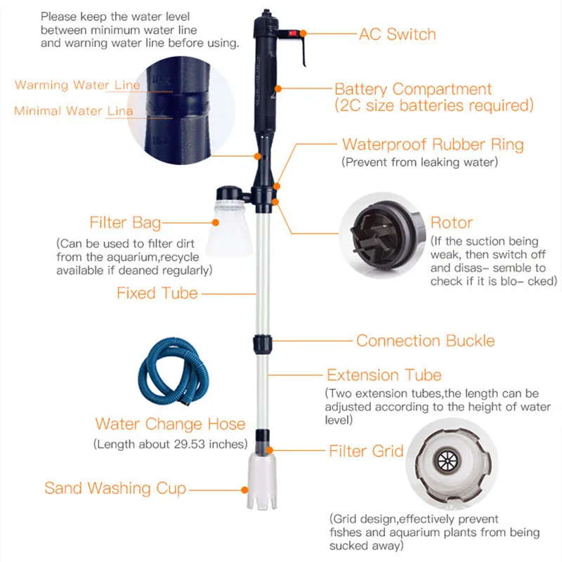 Electric Water Changer Vacuum  - đánh giá và giá Planted Aquarium Cleaning